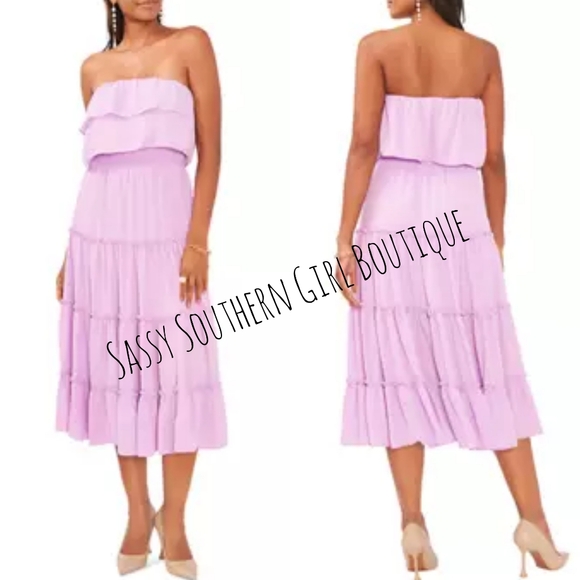 🆕⭐1 STATE for Revolve black strapless tiered midi dress - Picture 4 of 11